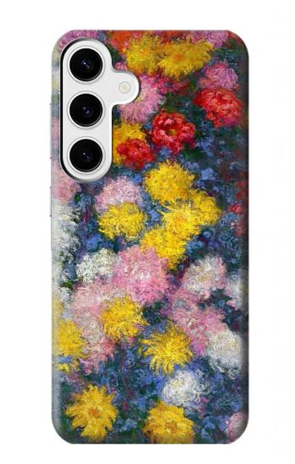 W3342 Claude Monet Chrysanthèmes Etui Coque Housse et Flip Housse Cuir pour Samsung Galaxy S24 Plus