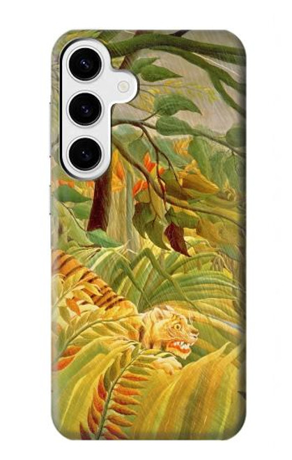 W3344 Henri Rousseau Tigre dans une tempête tropicale Etui Coque Housse et Flip Housse Cuir pour Samsung Galaxy S24 Plus