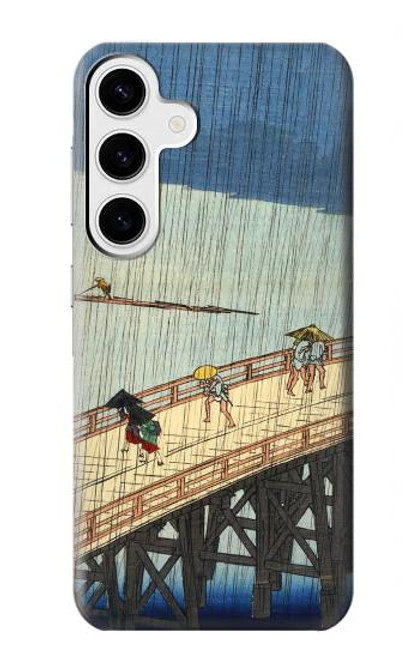 W3347 Utagawa Hiroshige douche soudaine Etui Coque Housse et Flip Housse Cuir pour Samsung Galaxy S24 Plus