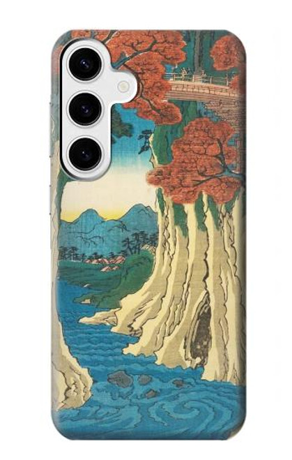 W3348 Utagawa Hiroshige Le singe Pont Etui Coque Housse et Flip Housse Cuir pour Samsung Galaxy S24 Plus