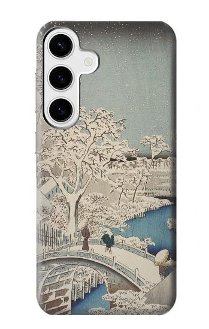 W3350 Utagawa Hiroshige Tambour Pont Yuhi Hill à Meguro Etui Coque Housse et Flip Housse Cuir pour Samsung Galaxy S24 Plus