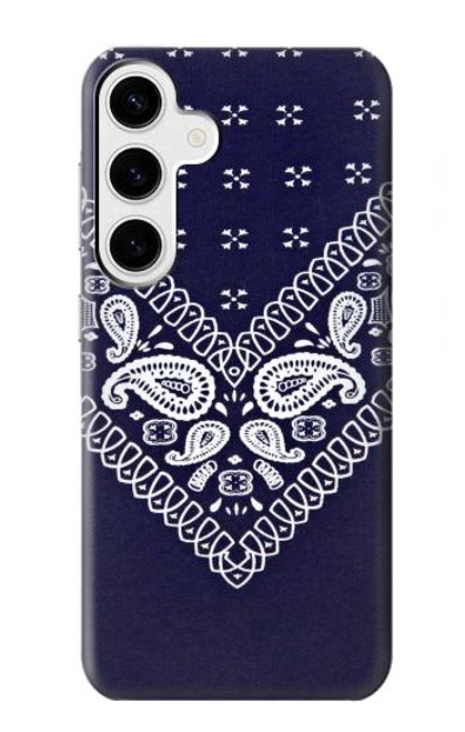 W3357 Marine Bleu Bandana Motif Etui Coque Housse et Flip Housse Cuir pour Samsung Galaxy S24 Plus