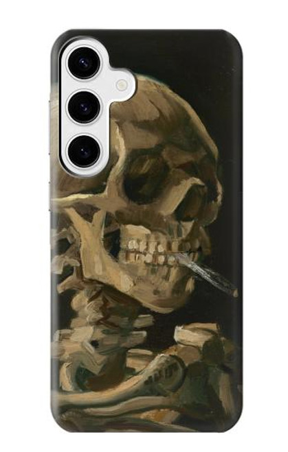 W3358 Vincent Van Gogh Skeleton cigarette Etui Coque Housse et Flip Housse Cuir pour Samsung Galaxy S24 Plus