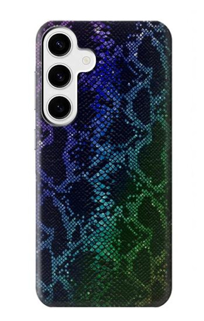 W3366 Arc en ciel Python graphique Imprimer Peau Etui Coque Housse et Flip Housse Cuir pour Samsung Galaxy S24 Plus