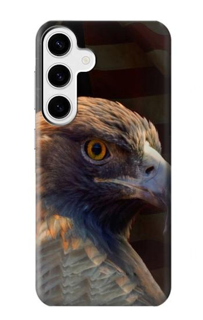 W3376 Aigle Drapeau américain Etui Coque Housse et Flip Housse Cuir pour Samsung Galaxy S24 Plus