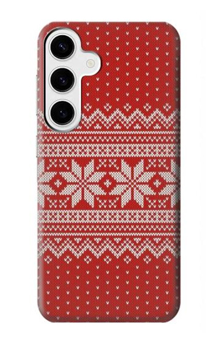 W3384 Motif d'hiver sans couture tricot Etui Coque Housse et Flip Housse Cuir pour Samsung Galaxy S24 Plus