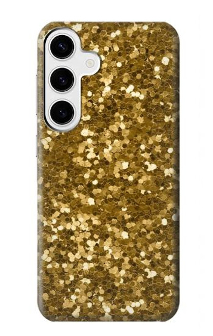 W3388 Imprimer or Glitter Graphic Etui Coque Housse et Flip Housse Cuir pour Samsung Galaxy S24 Plus