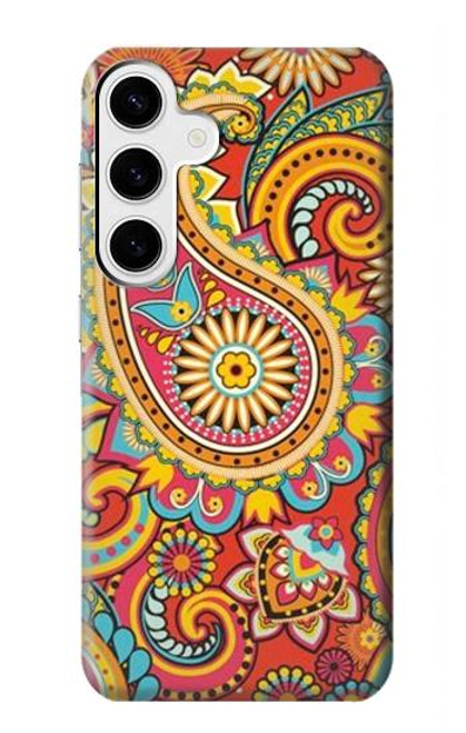 W3402 Floral Paisley Seamless Etui Coque Housse et Flip Housse Cuir pour Samsung Galaxy S24 Plus