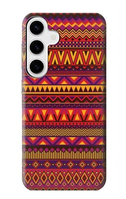 W3404 Aztèques Motif Etui Coque Housse et Flip Housse Cuir pour Samsung Galaxy S24 Plus