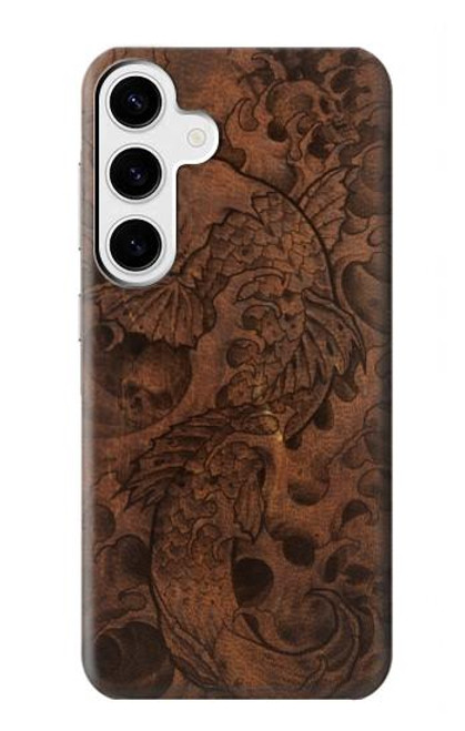 W3405 Graphique poisson Tatouage cuir Imprimer Etui Coque Housse et Flip Housse Cuir pour Samsung Galaxy S24 Plus