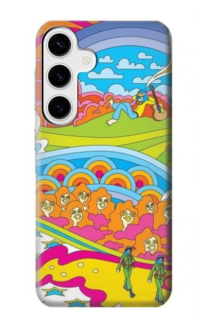 W3407 hippie Art Etui Coque Housse et Flip Housse Cuir pour Samsung Galaxy S24 Plus