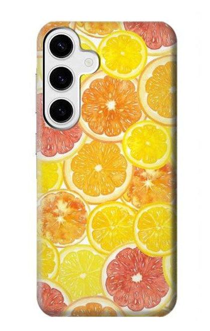 W3408 citron Etui Coque Housse et Flip Housse Cuir pour Samsung Galaxy S24 Plus