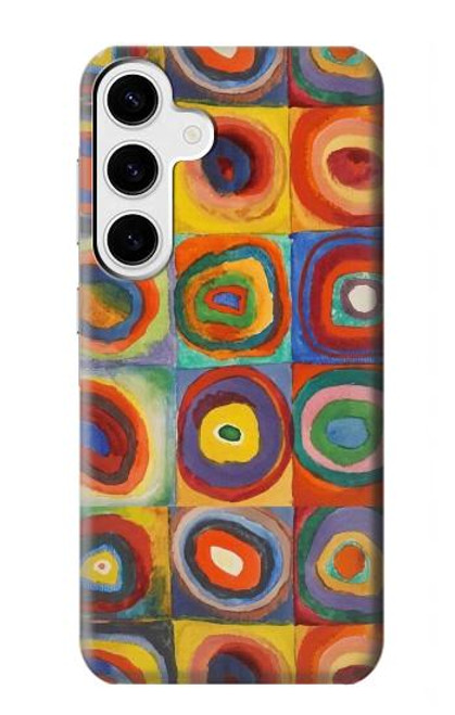 W3409 Carrés cercles concentriques Etui Coque Housse et Flip Housse Cuir pour Samsung Galaxy S24 Plus