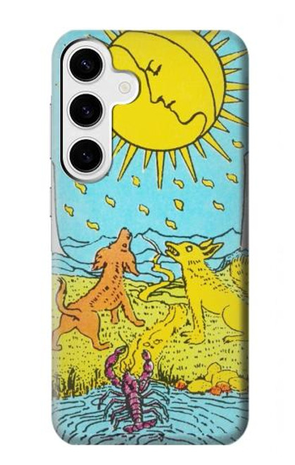 W3435 Carte de tarot Lune Etui Coque Housse et Flip Housse Cuir pour Samsung Galaxy S24 Plus