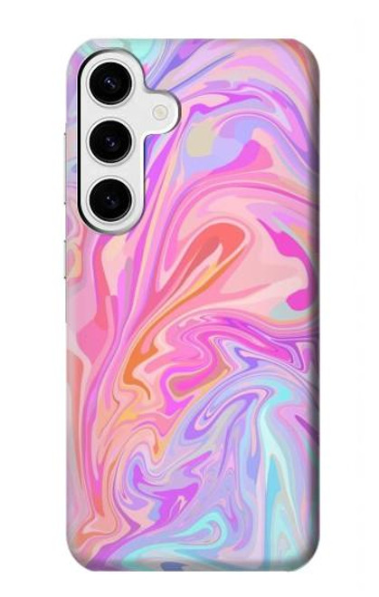 W3444 Art numérique liquide coloré Etui Coque Housse et Flip Housse Cuir pour Samsung Galaxy S24 Plus