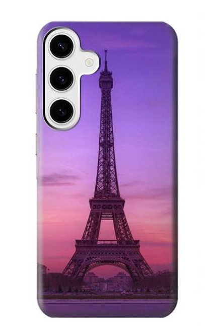 W3447 Paris Eiffel Le coucher du soleil Etui Coque Housse et Flip Housse Cuir pour Samsung Galaxy S24 Plus