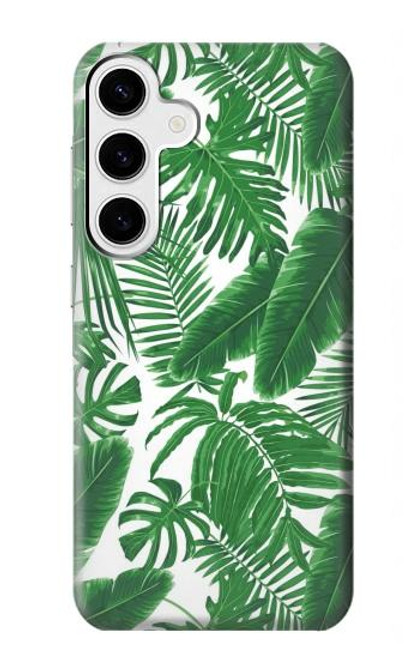 W3457 Papier Palm Monstera Etui Coque Housse et Flip Housse Cuir pour Samsung Galaxy S24 Plus