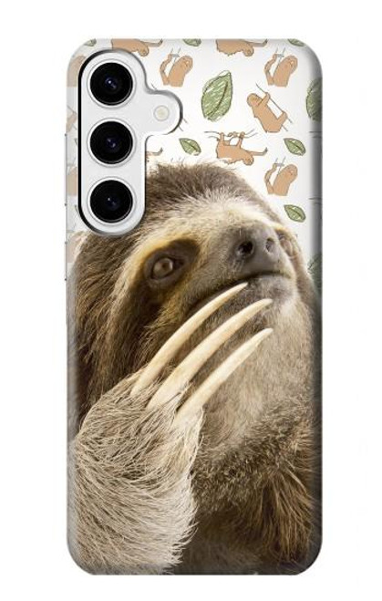 W3559 Motif Sloth Etui Coque Housse et Flip Housse Cuir pour Samsung Galaxy S24 Plus