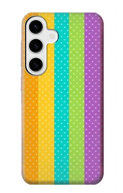 W3678 Vertical arc-en-ciel coloré Etui Coque Housse et Flip Housse Cuir pour Samsung Galaxy S24 Plus