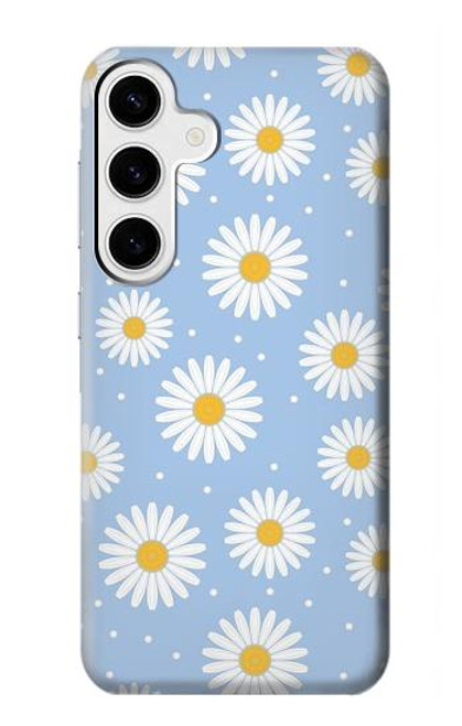 W3681 Motif de fleurs de marguerite Etui Coque Housse et Flip Housse Cuir pour Samsung Galaxy S24 Plus