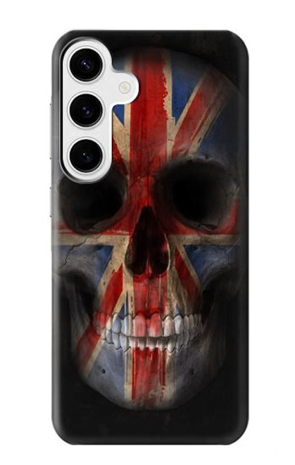 W3848 Crâne de drapeau du Royaume-Uni Etui Coque Housse et Flip Housse Cuir pour Samsung Galaxy S24 Plus