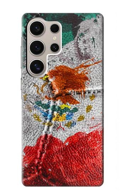 W3314 Mexique Drapeau Vinatage Football Graphique Etui Coque Housse et Flip Housse Cuir pour Samsung Galaxy S24 Ultra