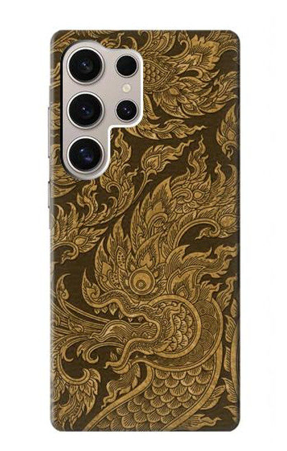 W3382 Art de la peinture thaïlandaise Naga Etui Coque Housse et Flip Housse Cuir pour Samsung Galaxy S24 Ultra