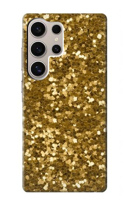 W3388 Imprimer or Glitter Graphic Etui Coque Housse et Flip Housse Cuir pour Samsung Galaxy S24 Ultra