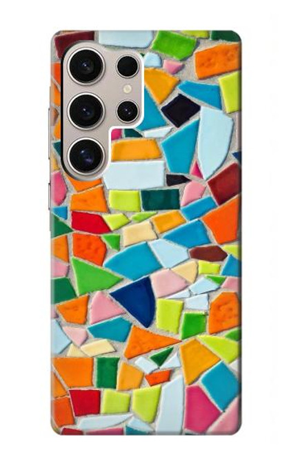 W3391 Art abstrait carreaux de mosaïque graphique Etui Coque Housse et Flip Housse Cuir pour Samsung Galaxy S24 Ultra