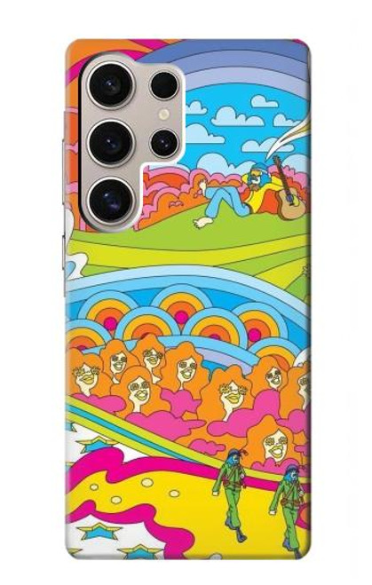 W3407 hippie Art Etui Coque Housse et Flip Housse Cuir pour Samsung Galaxy S24 Ultra