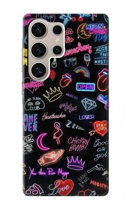 W3433 Néon graphique millésimé Etui Coque Housse et Flip Housse Cuir pour Samsung Galaxy S24 Ultra