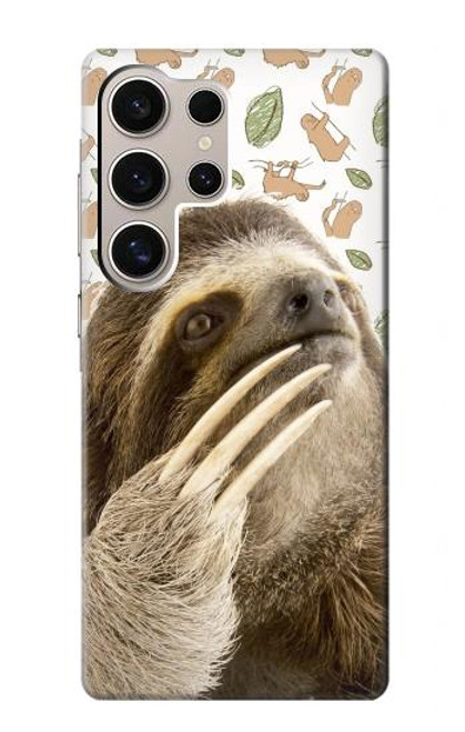 W3559 Motif Sloth Etui Coque Housse et Flip Housse Cuir pour Samsung Galaxy S24 Ultra