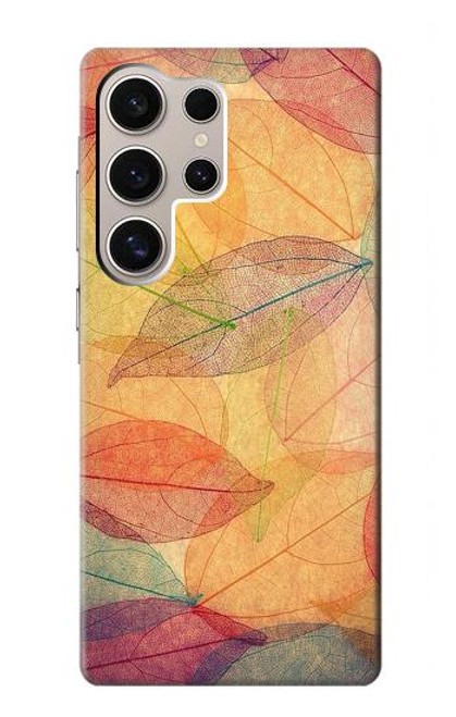 W3686 Automne Feuille Automne Etui Coque Housse et Flip Housse Cuir pour Samsung Galaxy S24 Ultra