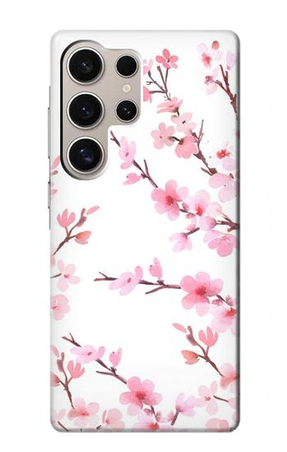 W3707 Fleur de cerisier rose fleur de printemps Etui Coque Housse et Flip Housse Cuir pour Samsung Galaxy S24 Ultra