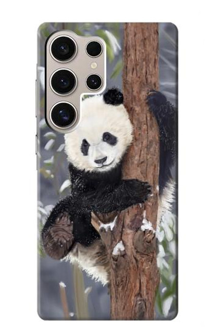 W3793 Peinture de neige mignon bébé panda Etui Coque Housse et Flip Housse Cuir pour Samsung Galaxy S24 Ultra