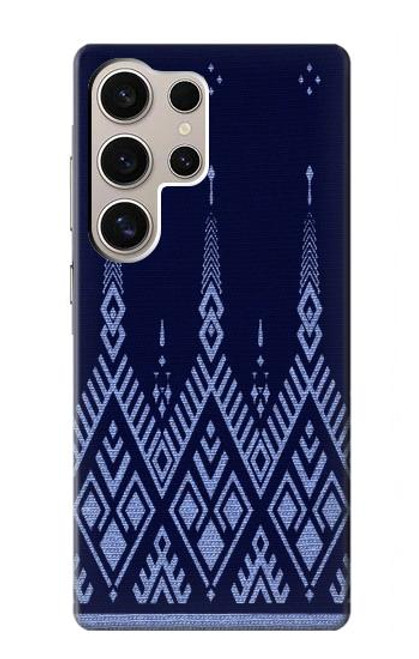 W3950 Motif textile thaïlandais bleu Etui Coque Housse et Flip Housse Cuir pour Samsung Galaxy S24 Ultra