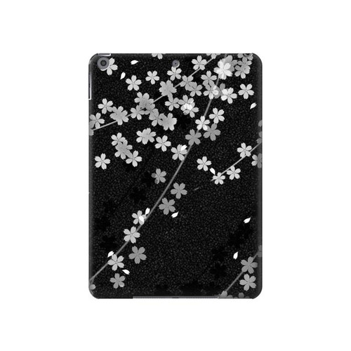 W2544 Kimono japonais style Noir motif fleur Tablet Etui Coque Housse pour iPad 10.2 (2021,2020,2019), iPad 9 8 7