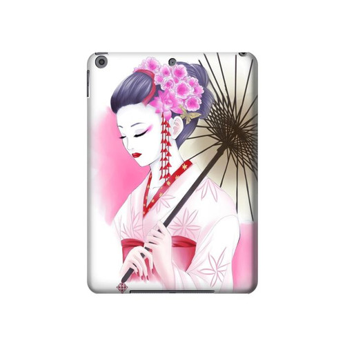 W2579 Traditionnelle japonaise Geisha Kimono Tablet Etui Coque Housse pour iPad 10.2 (2021,2020,2019), iPad 9 8 7