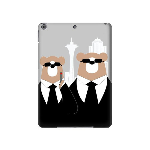 W3557 Ours en Costume Noir Tablet Etui Coque Housse pour iPad 10.2 (2021,2020,2019), iPad 9 8 7