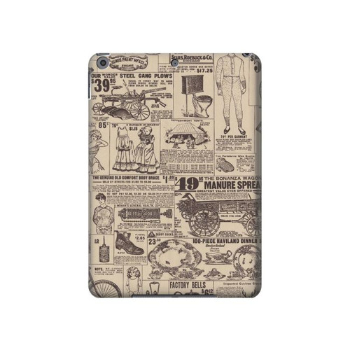 W3819 Papier Vintage rétro Tablet Etui Coque Housse pour iPad 10.2 (2021,2020,2019), iPad 9 8 7