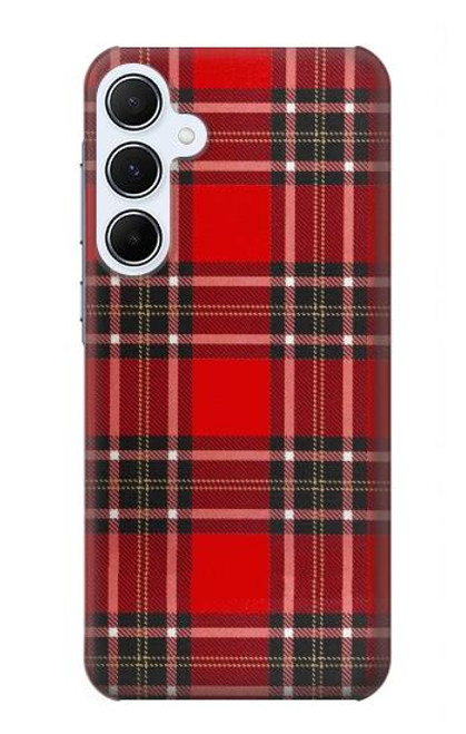 W2374 Motif Tartan Rouge Etui Coque Housse et Flip Housse Cuir pour Samsung Galaxy A55 5G