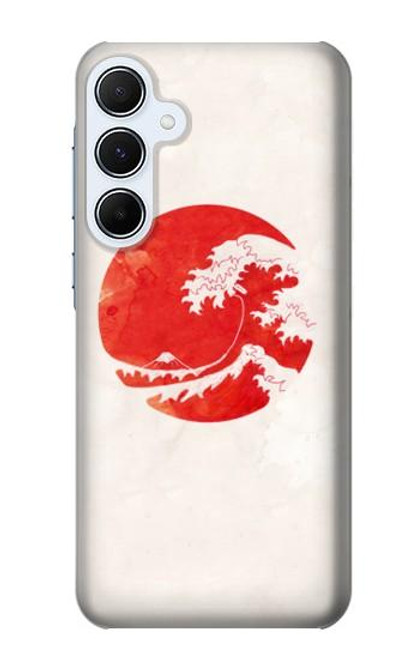 W3237 Waves Japon Drapeau Etui Coque Housse et Flip Housse Cuir pour Samsung Galaxy A55 5G