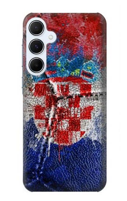 W3313 Croatie Drapeau graphique Football Millésime Etui Coque Housse et Flip Housse Cuir pour Samsung Galaxy A55 5G