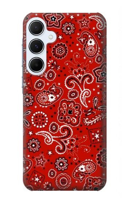 W3354 Rouge classique Bandana Etui Coque Housse et Flip Housse Cuir pour Samsung Galaxy A55 5G