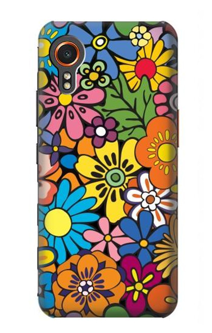 W3281 Motif coloré Hippie Fleurs Etui Coque Housse et Flip Housse Cuir pour Samsung Galaxy Xcover7