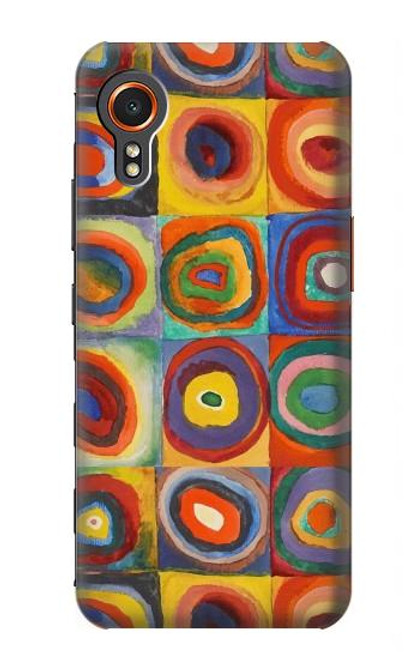 W3409 Carrés cercles concentriques Etui Coque Housse et Flip Housse Cuir pour Samsung Galaxy Xcover7