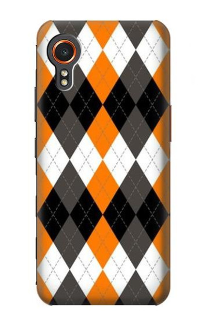 W3421 Noir Orange Blanc Argyle Plaid Etui Coque Housse et Flip Housse Cuir pour Samsung Galaxy Xcover7