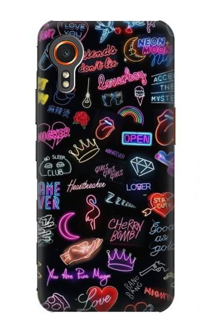 W3433 Néon graphique millésimé Etui Coque Housse et Flip Housse Cuir pour Samsung Galaxy Xcover7