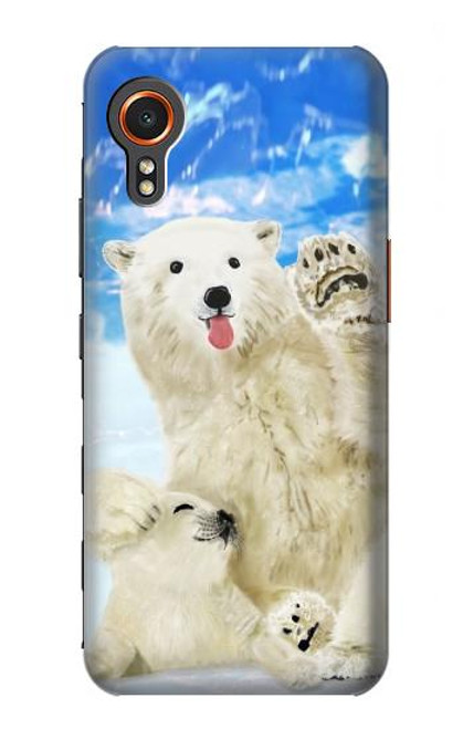 W3794 Ours polaire arctique amoureux de la peinture de phoque Etui Coque Housse et Flip Housse Cuir pour Samsung Galaxy Xcover7