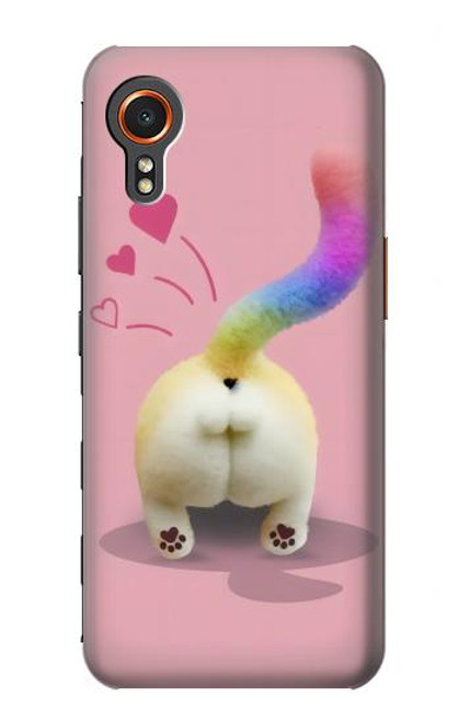 W3923 Queue d'arc-en-ciel de fond de chat Etui Coque Housse et Flip Housse Cuir pour Samsung Galaxy Xcover7